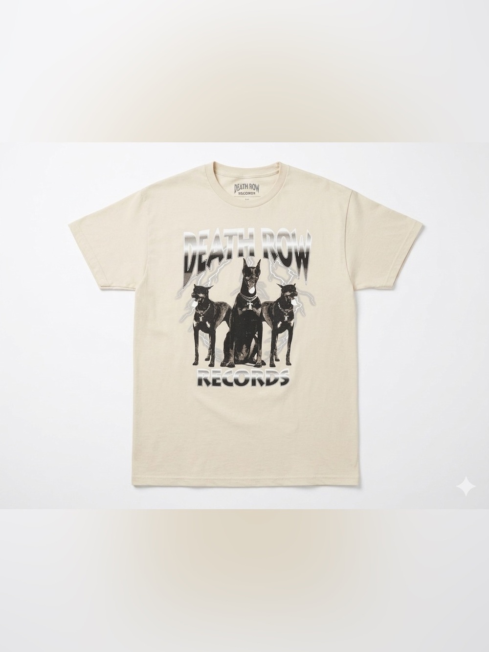 Death Row Records Shirt Mens Medium M Beige Doberman Graphic Rap Hip Hop Tee